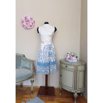 Kék mintás pliszírozott szoknya