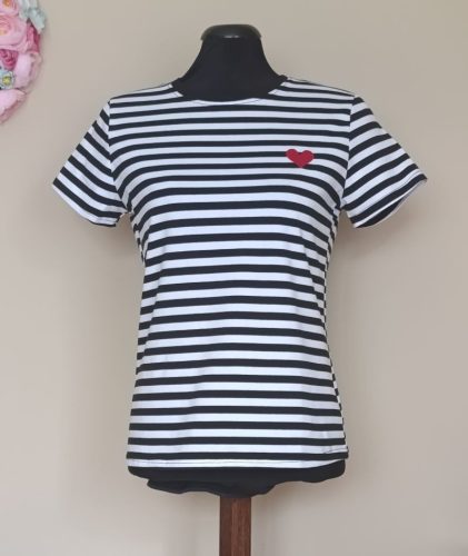 Csíkos póló fekete-fehér