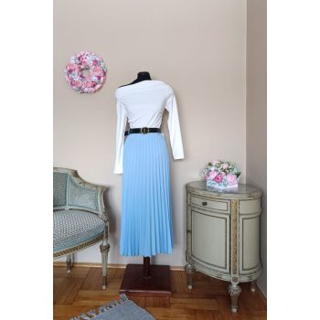 Karen pliszírozott szoknya övvel