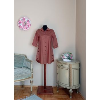 Pamutvászon ingtunika barna