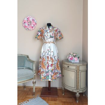 Mintás midi ruha övvel