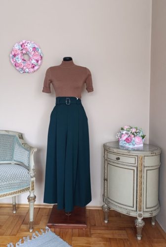 Extra bő szárú nadrág zöld