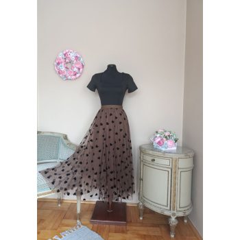 Szívecskés tüll szoknya barna