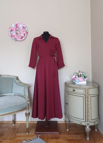 Carol átlapolós ruha bordó