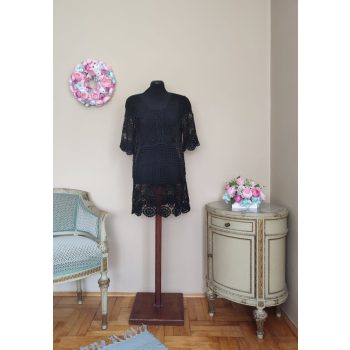 Horgolt strandruha fekete