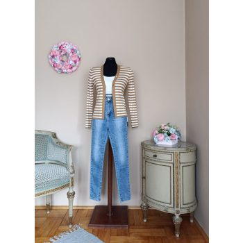 Csíkos kardigán barna/fehér