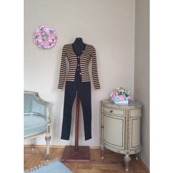 Csíkos kardigán barna/fekete