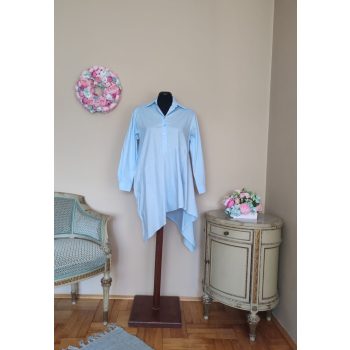 Aszimmetrikus pamutvászon tunika világoskék