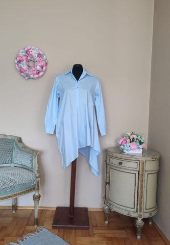 Aszimmetrikus pamutvászon tunika világoskék